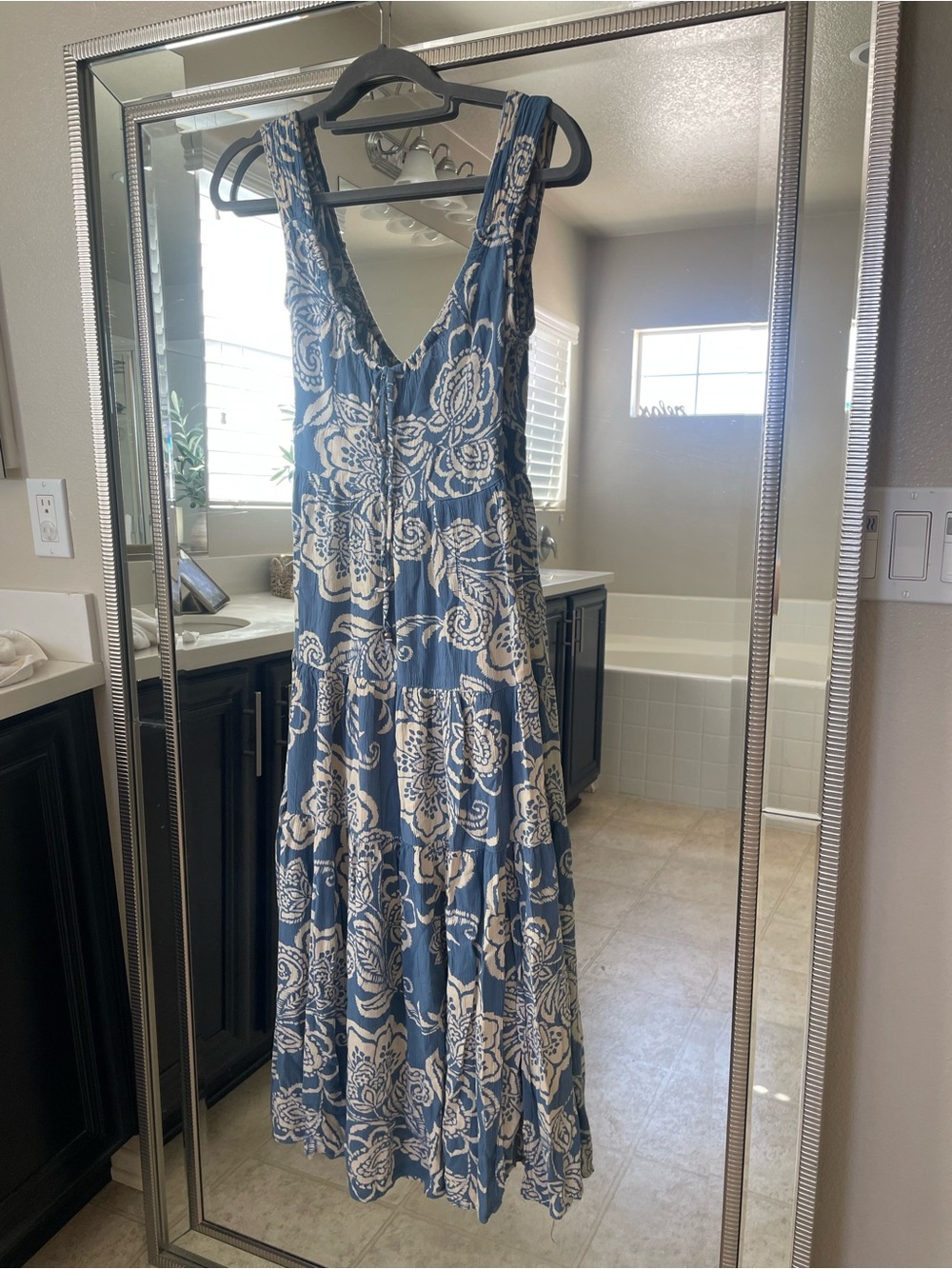 Angie Blue Midi Dress with White Floral Print